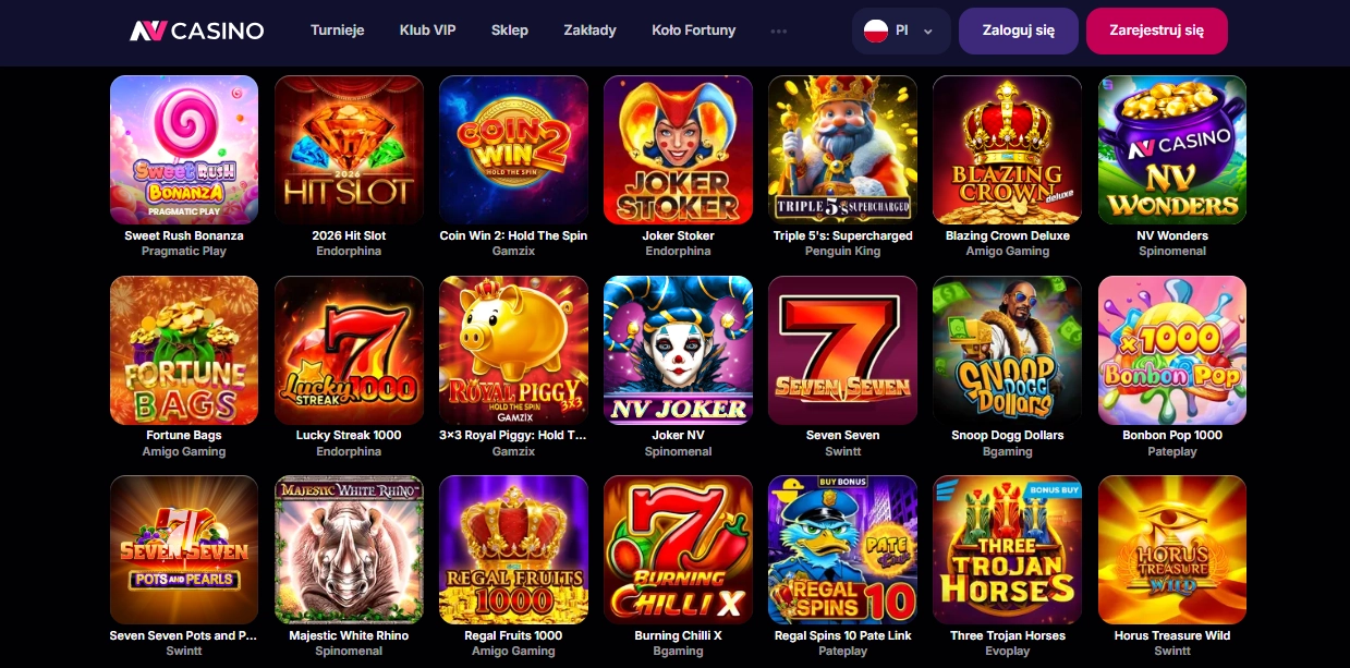 Popularne gry w NV Casino