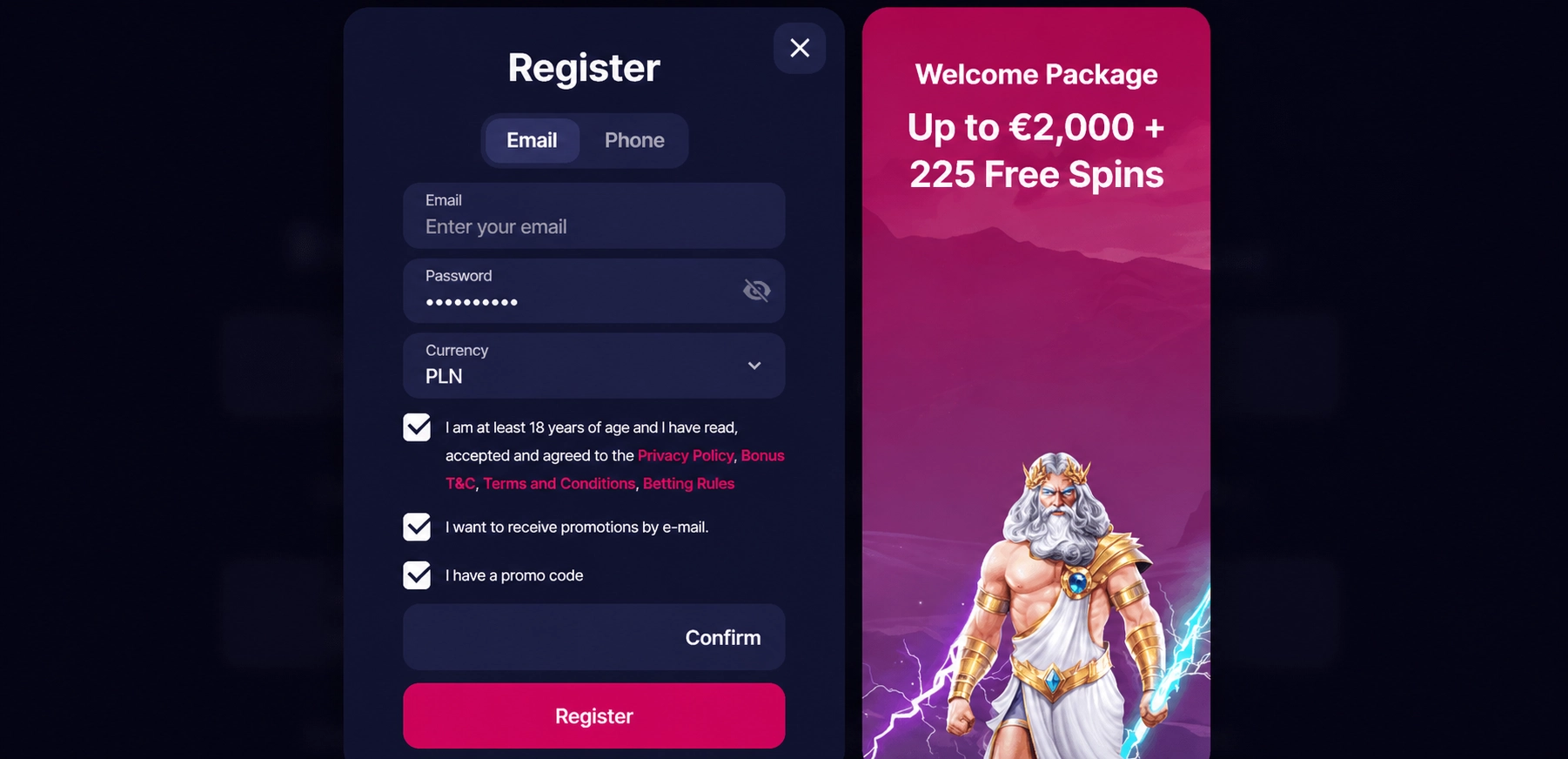 NV Casino code aktywacja kodu promocyjnego krok 2